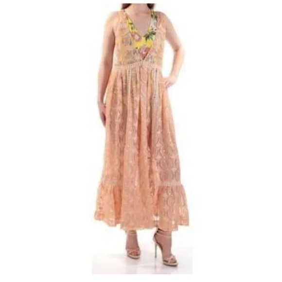 NWT! FREE PEOPLE coral lace dress with body suit